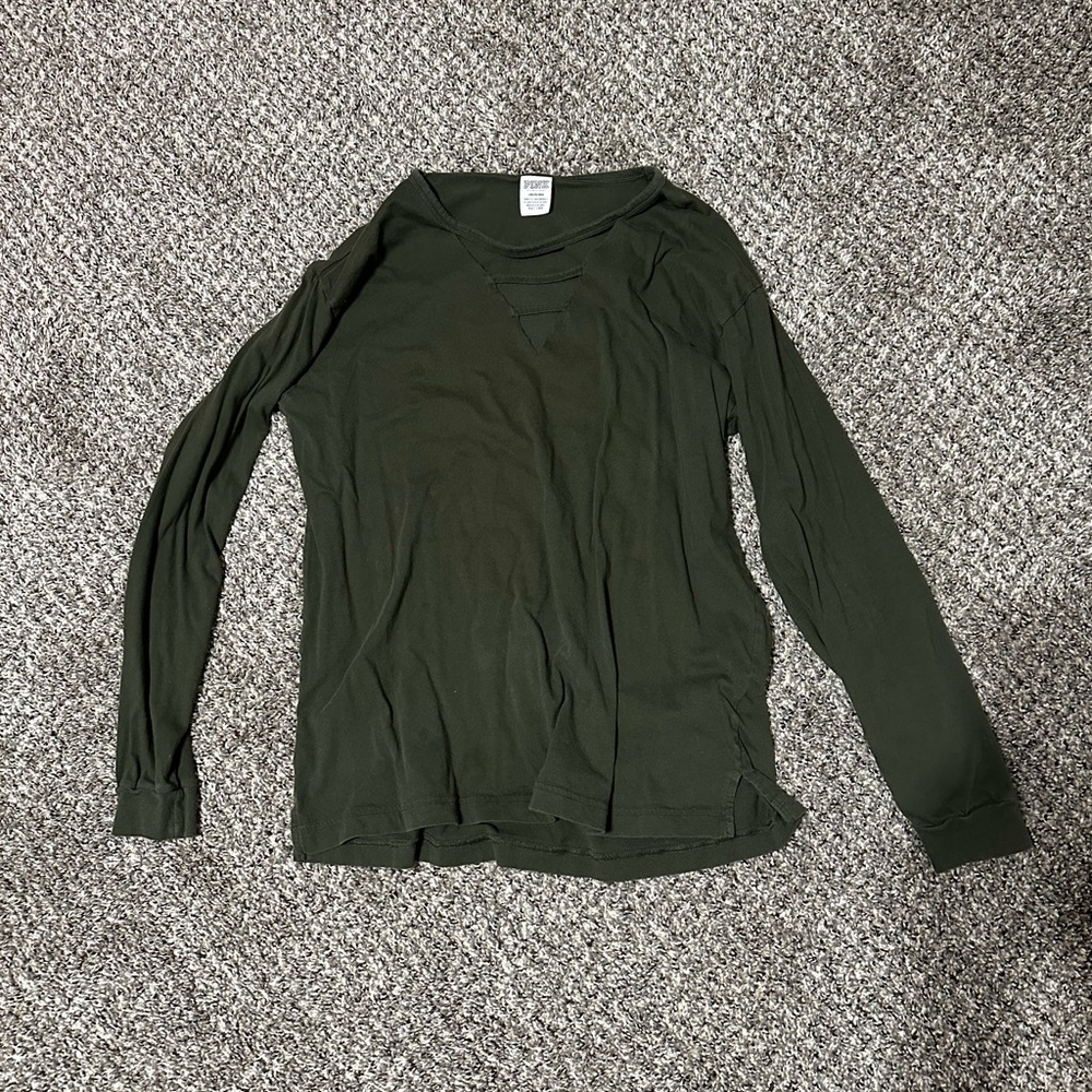 PINK Women's Green Long Sleeve Top